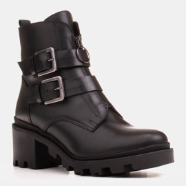 Marco Shoes Stivaletti in pelle nera su suola spessa e leggera nero 1