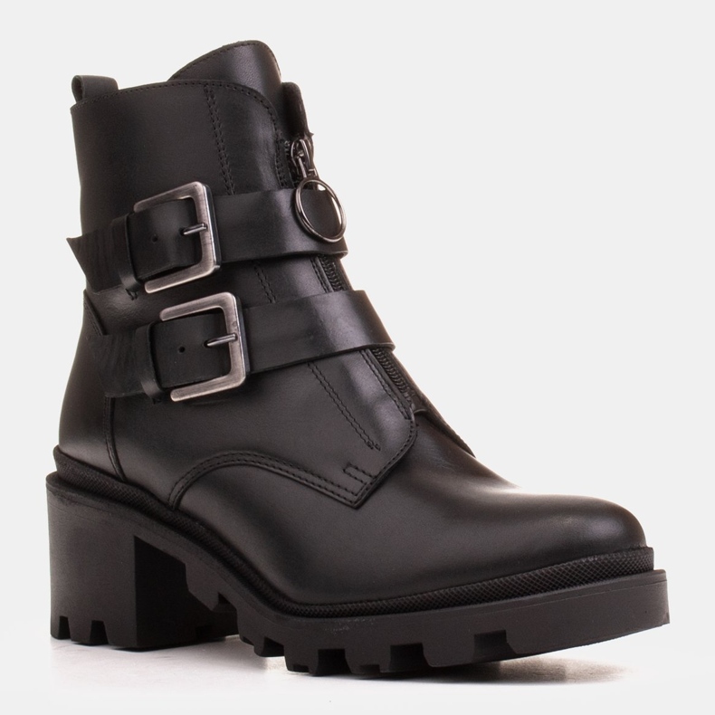 Marco Shoes Stivaletti in pelle nera su suola spessa e leggera nero 1