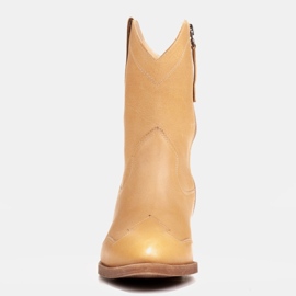 Marco Shoes Stivali da cowboy realizzati in pelle lucidata a mano senza isolamento giallo 1