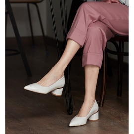 Marco Shoes Décolleté in pelle grigio metallizzato con tacco oro 1