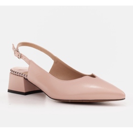 Marco Shoes Décolleté basse con tacco aperto realizzate in delicata pelle naturale rosa 1