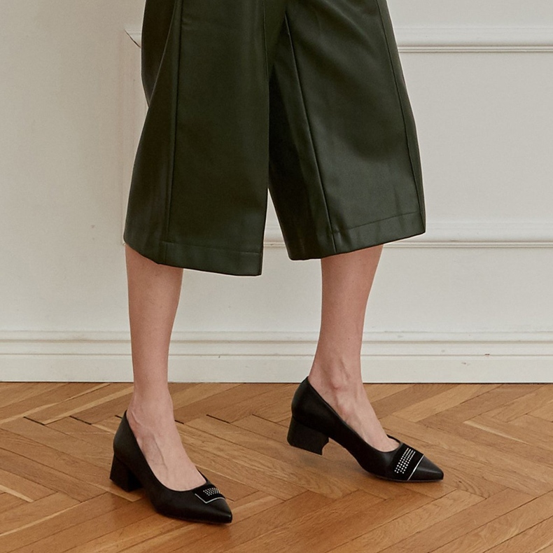 Marco Shoes Décolleté nere con tacco basso, decorazione con getti nero 1