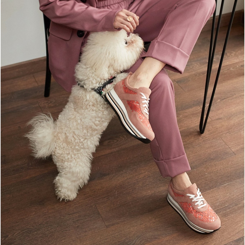 Marco Shoes Sneakers su suola spessa con rete traspirante rosa 1