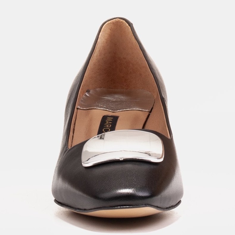 Marco Shoes Décolleté con tacco metallico e decorazione cromata piatta nero 1