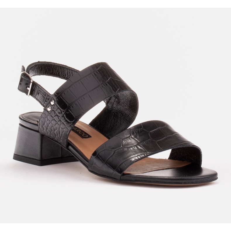Marco Shoes Sandali Cinta con tacco rivestito in pelle nero 1