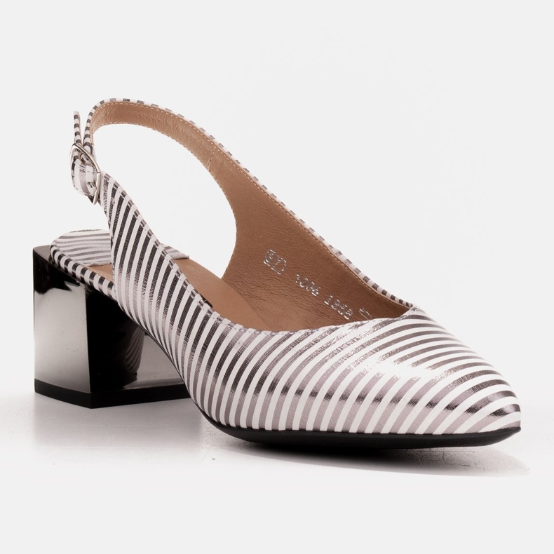 Marco Shoes Eleganti décolleté da donna con righe metallizzate argento 1
