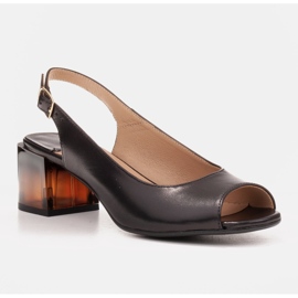 Marco Shoes Sandali da donna comodi con un tacco interessante nero 1