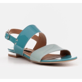 Marco Shoes Sandali flat con lacca e tacco metallico blu 1