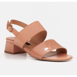 Marco Shoes Sandali Cinta con tacco rivestito in pelle arancia 1