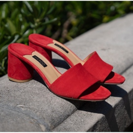 Marco Shoes Pantofole da donna Marco in camoscio naturale rosso 1