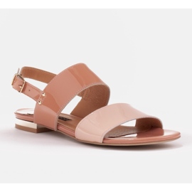 Marco Shoes Sandali flat con lacca e tacco metallico beige 1