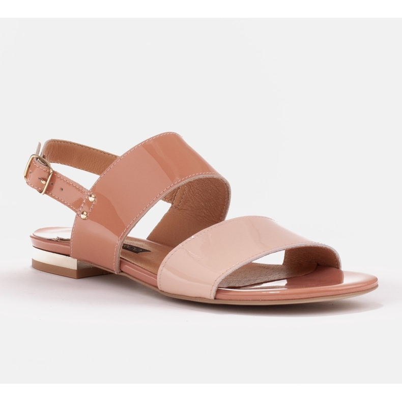 Marco Shoes Sandali flat con lacca e tacco metallico beige 1