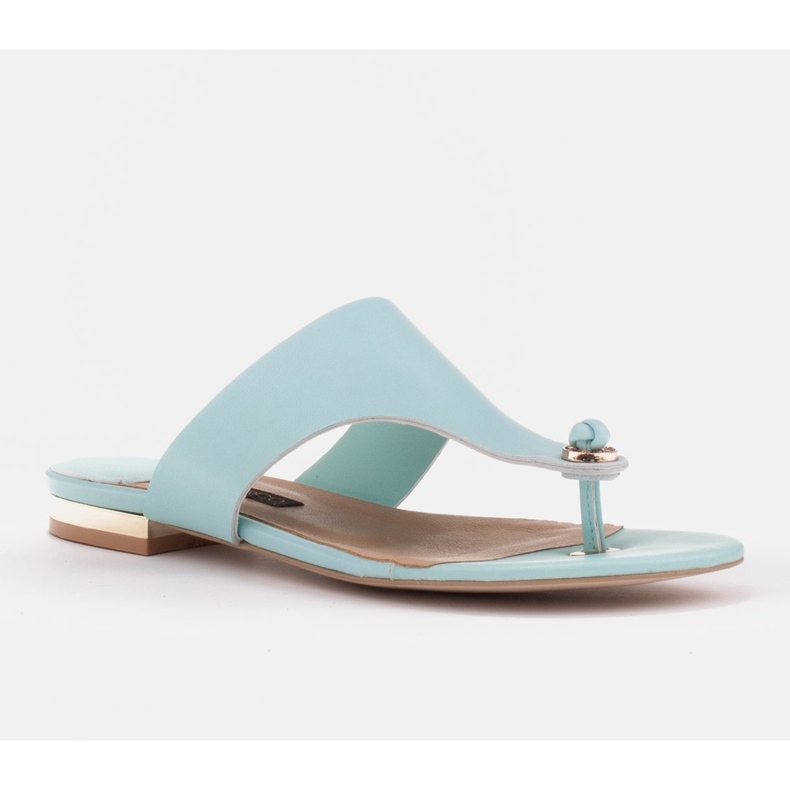 Marco Shoes Infradito piatto color menta con tacco metallico verde 1