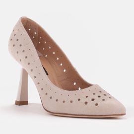 Marco Shoes Stiletti in camoscio naturale con perforazione decorativa beige 1