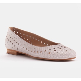 Marco Shoes Ballerine da donna con perforazione sulla tomaia beige 1