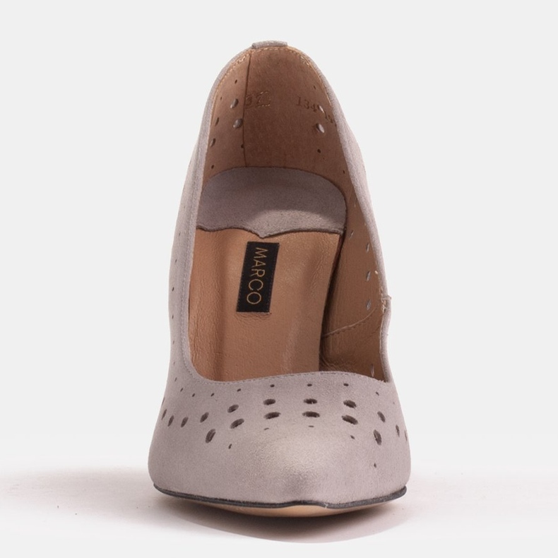 Marco Shoes Stiletti in camoscio naturale con perforazione decorativa grigio 1