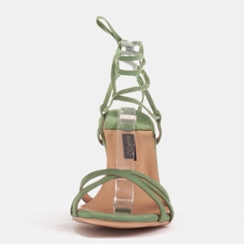 Marco Shoes Sandali eleganti su tacco alto con cinturino allacciato verde 2