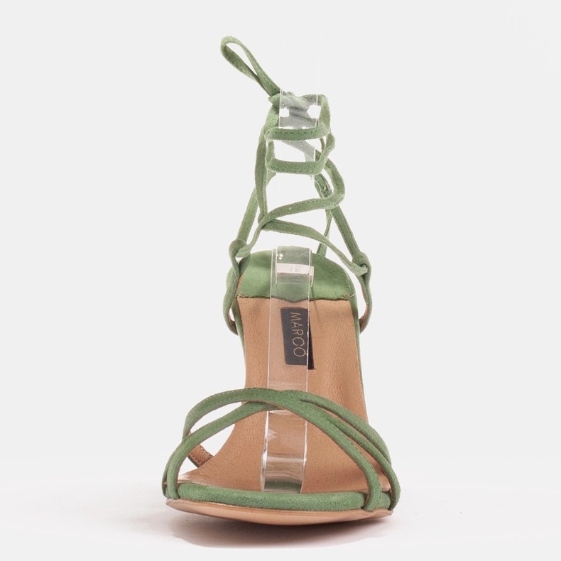 Marco Shoes Sandali eleganti su tacco alto con cinturino allacciato verde 2