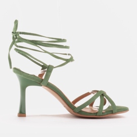 Marco Shoes Sandali eleganti su tacco alto con cinturino allacciato verde 1