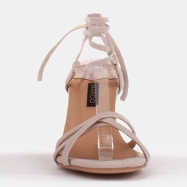 Marco Shoes Sandali eleganti su tacco alto con cinturino allacciato beige 2