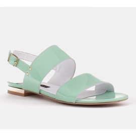 Marco Shoes Sandali flat con lacca e tacco metallico verde 1
