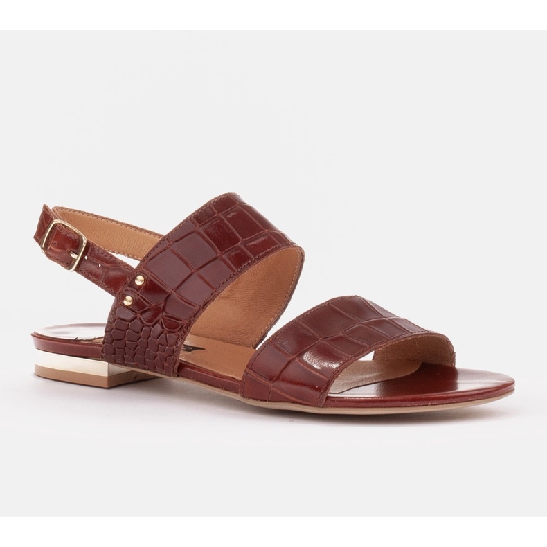 Marco Shoes Sandali bassi in vera pelle con tacco metallico marrone 1