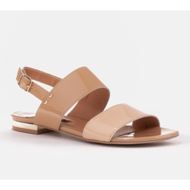 Marco Shoes Sandali flat con lacca e tacco metallico beige 1