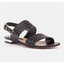 Marco Shoes Sandali bassi in vera pelle con tacco metallico nero 1
