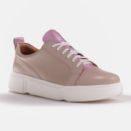 Marco Shoes Sneakers beige con inserto rosa 1