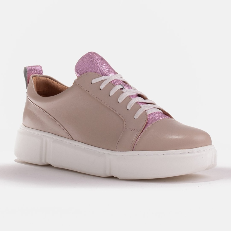 Marco Shoes Sneakers beige con inserto rosa 1