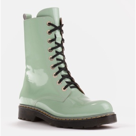 Marco Shoes Stivaletti alti, stivali legati su una suola traslucida verde 2