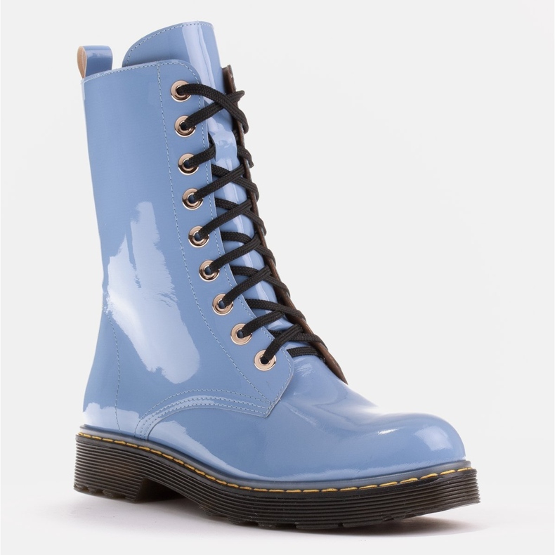 Marco Shoes Stivaletti alti, stivali legati su una suola traslucida blu 2