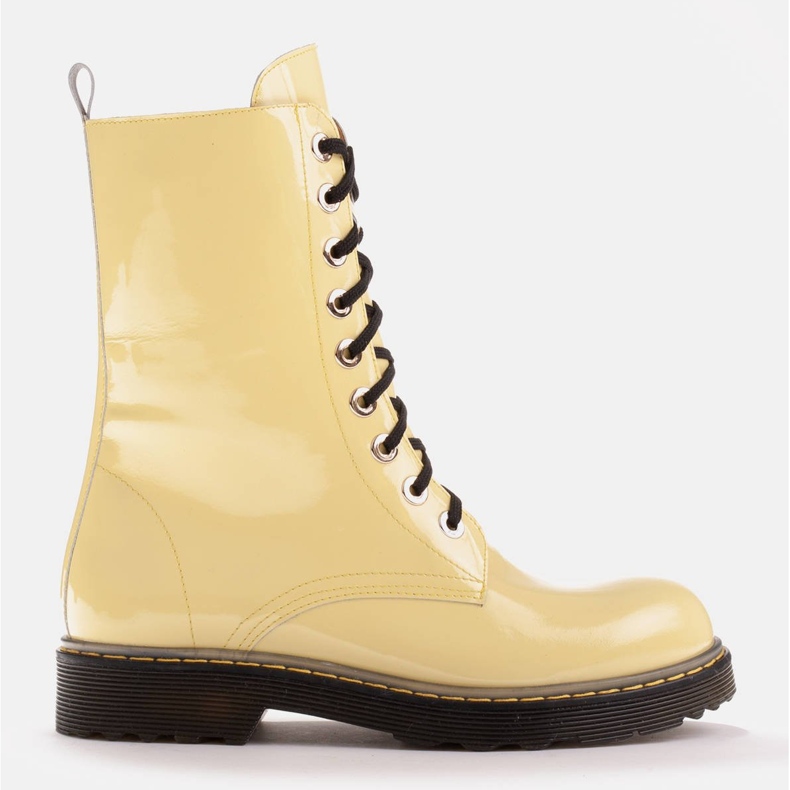 Marco Shoes Stivaletti alti, stivali legati su una suola traslucida giallo 1