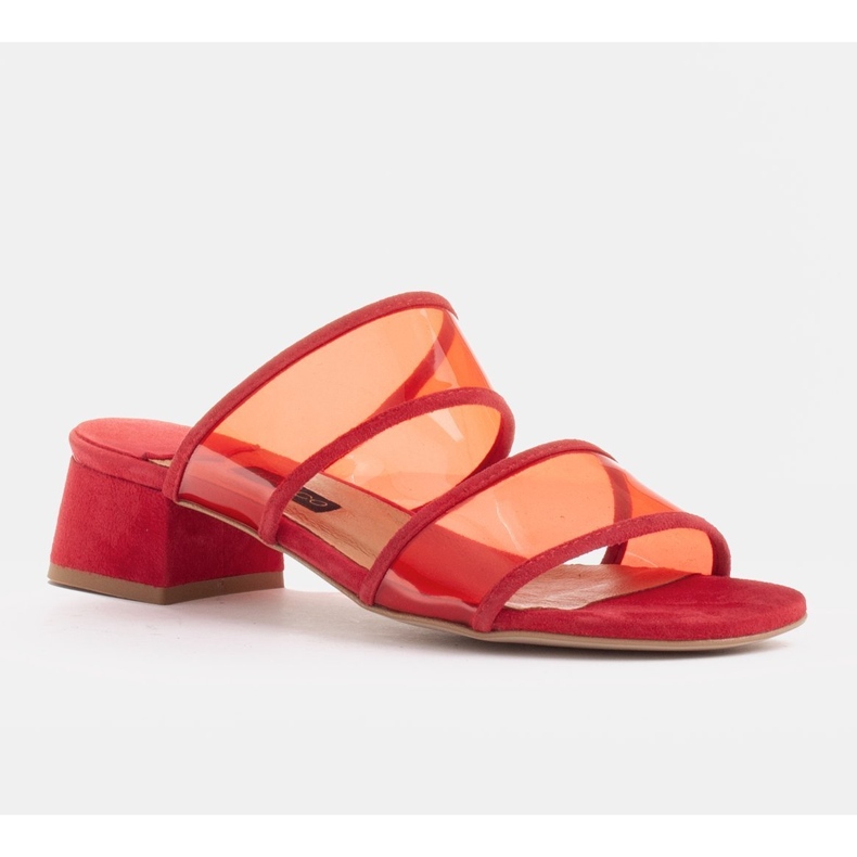 Marco Shoes Pantofole da donna con strisce traslucide rosso 1