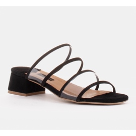 Marco Shoes Pantofole da donna con strisce traslucide nero 1