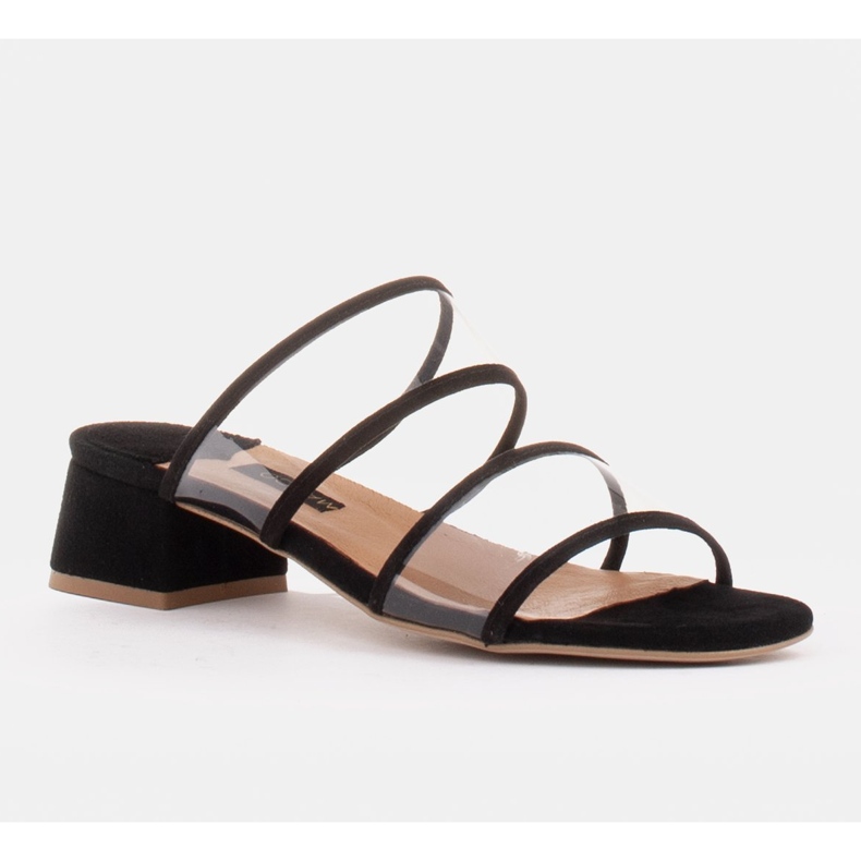 Marco Shoes Pantofole da donna con strisce traslucide nero 1
