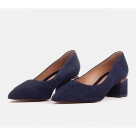 Marco Shoes Décolleté in camoscio naturale con dettaglio argento nel tallone blu 2