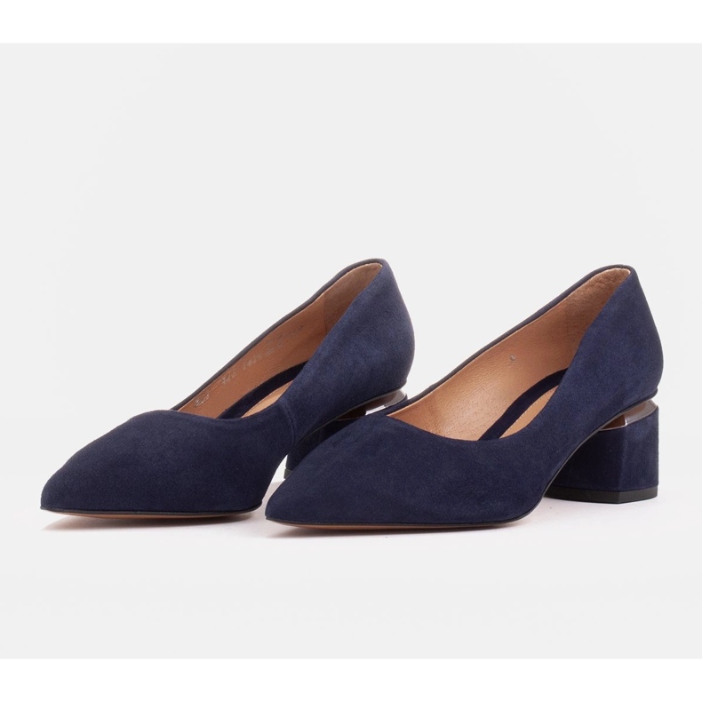 Marco Shoes Décolleté in camoscio naturale con dettaglio argento nel tallone blu 2