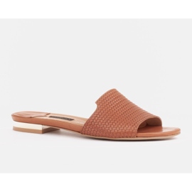 Marco Shoes Eleganti pantofole da donna in pelle marrone 1