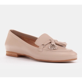Marco Shoes Mocassini in pelle pieno fiore con decorazioni 1983P-007-1 beige 1