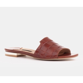 Marco Shoes Eleganti pantofole da donna in pelle marrone 1