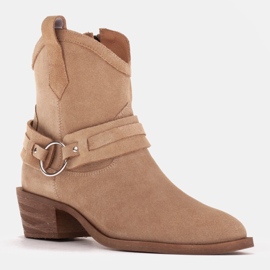 Marco Shoes Stivali texani Kaja con cintura decorativa beige 1