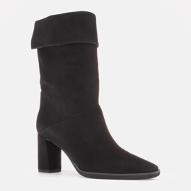 Marco Shoes Stivaletti con tacco alto e colletto risvoltato nero 1