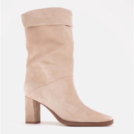Marco Shoes Stivaletti con tacco alto e colletto risvoltato beige 1