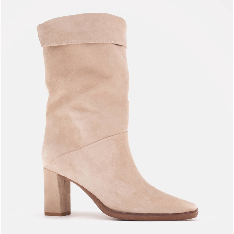 Marco Shoes Stivaletti con tacco alto e colletto risvoltato beige 1