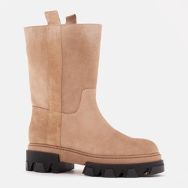 Marco Shoes Stivali trapper in pelle scamosciata beige 1