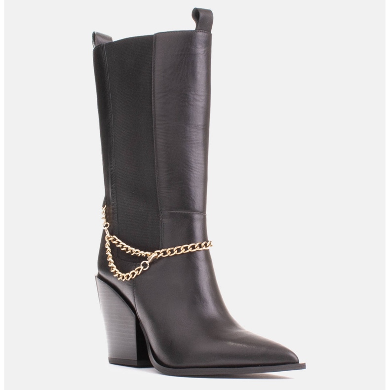 Marco Shoes Stivali da cowboy neri con catena d'oro nero 1