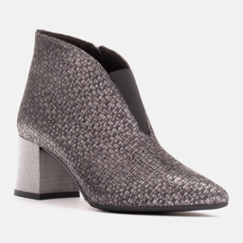 Marco Shoes Stivaletti sottili in pelle argento con tomaia in gomma grigio 1