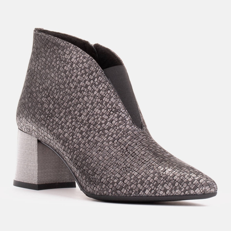 Marco Shoes Stivaletti sottili in pelle argento con tomaia in gomma grigio 1
