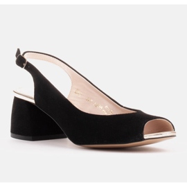 Marco Shoes Sandali neri in camoscio con tacco stabile nero 1